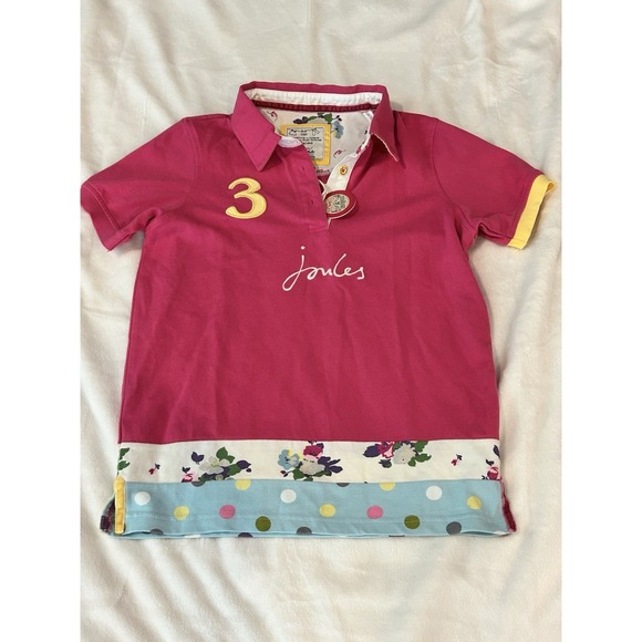 Joules Kids Pink 9-10 Polo Equestrian Cotton Appliqué Shirt NEW - Picture 1 of 6